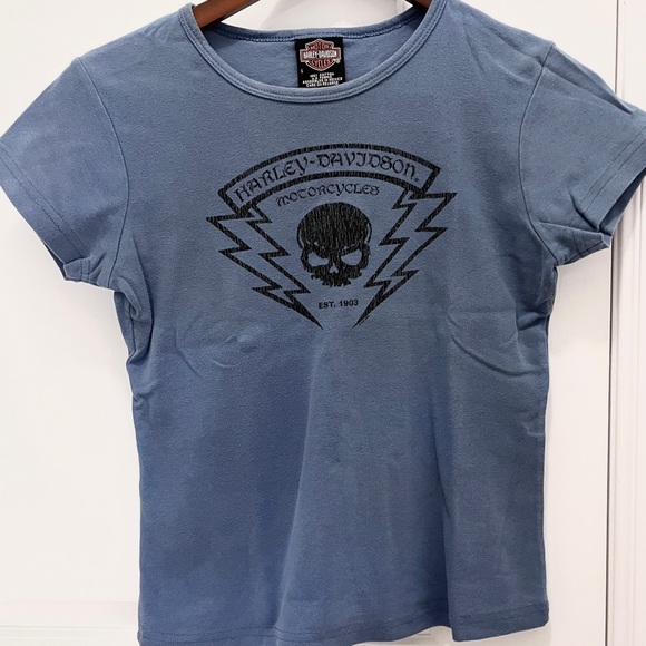 Vintage Harley Davidson Motorcycles Skull Baby Tee - Picture 2 of 6